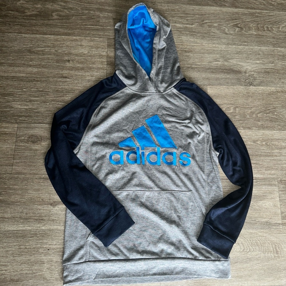 Adidas boys Gray and Navy Hoodie size XL.